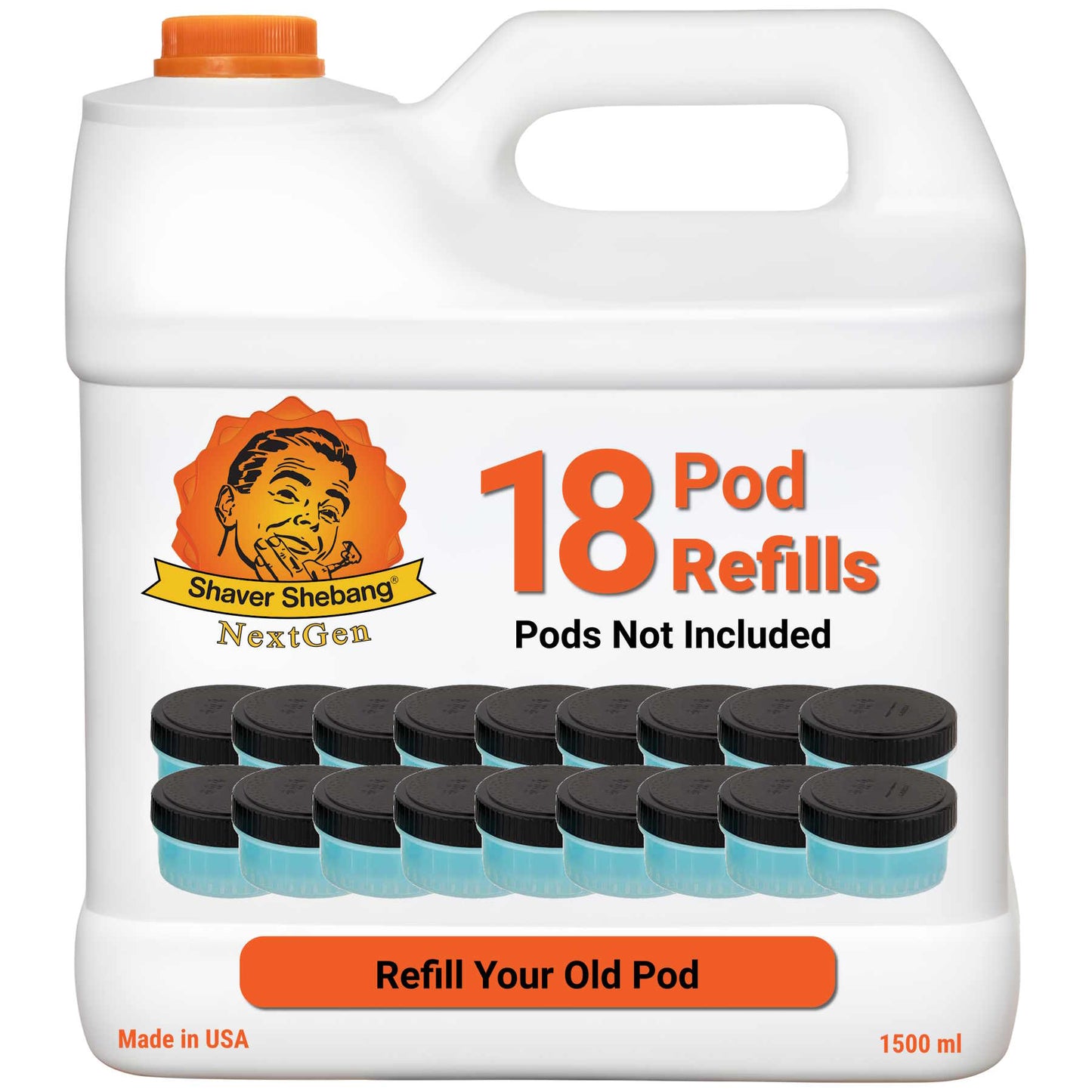 1 bottle of Shaver Shebang for Philips Norelco Quick Clean refills. Each bottle refills 18 Quick Clean pods.